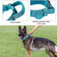 Collar perro táctico ajustable con asa y hebilla metal 3 parches azul