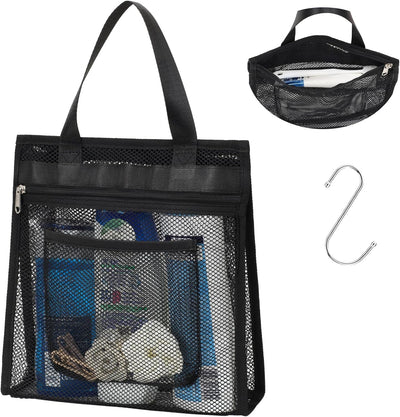 Organiz. ducha malla negro 3 bolsillos colgante