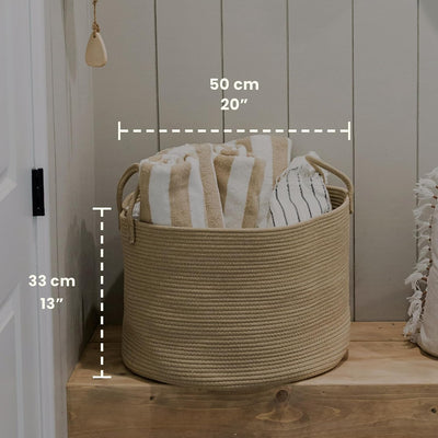 Cesta almacenamiento cuerda algodón 20x13" mantas juguetes