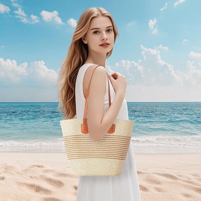 Bolsas de paja para mujer playa tejidas vacaciones