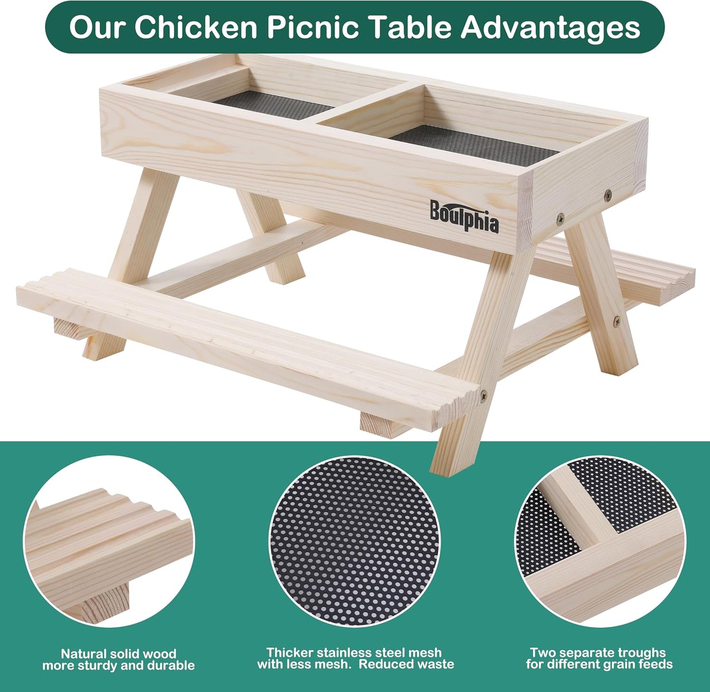 Comederos bebederos pollo madera hechos a mano con mesa picnic