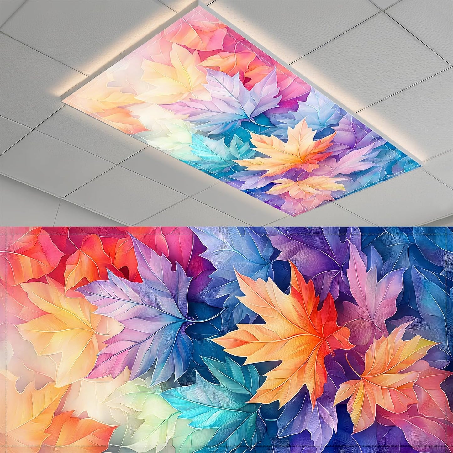 Cubiertas luz fluorescente magnéticas 4x2ft pack 2 hoja arce