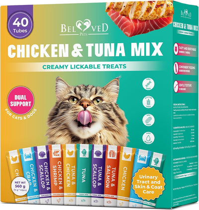 Golosinas cremosas para gatos y perros con atún 40 palitos