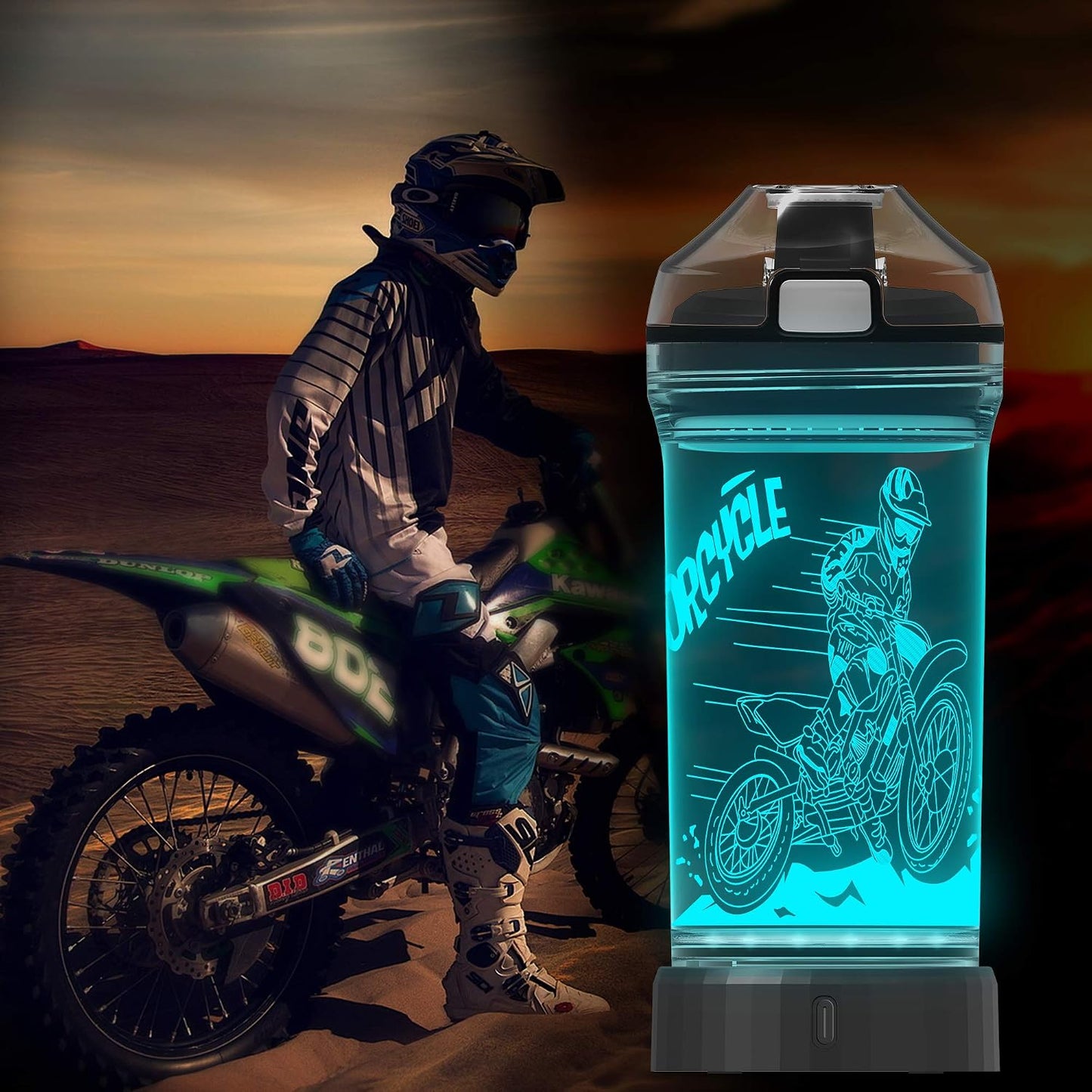 Botella agua 3D con luz LED para niños