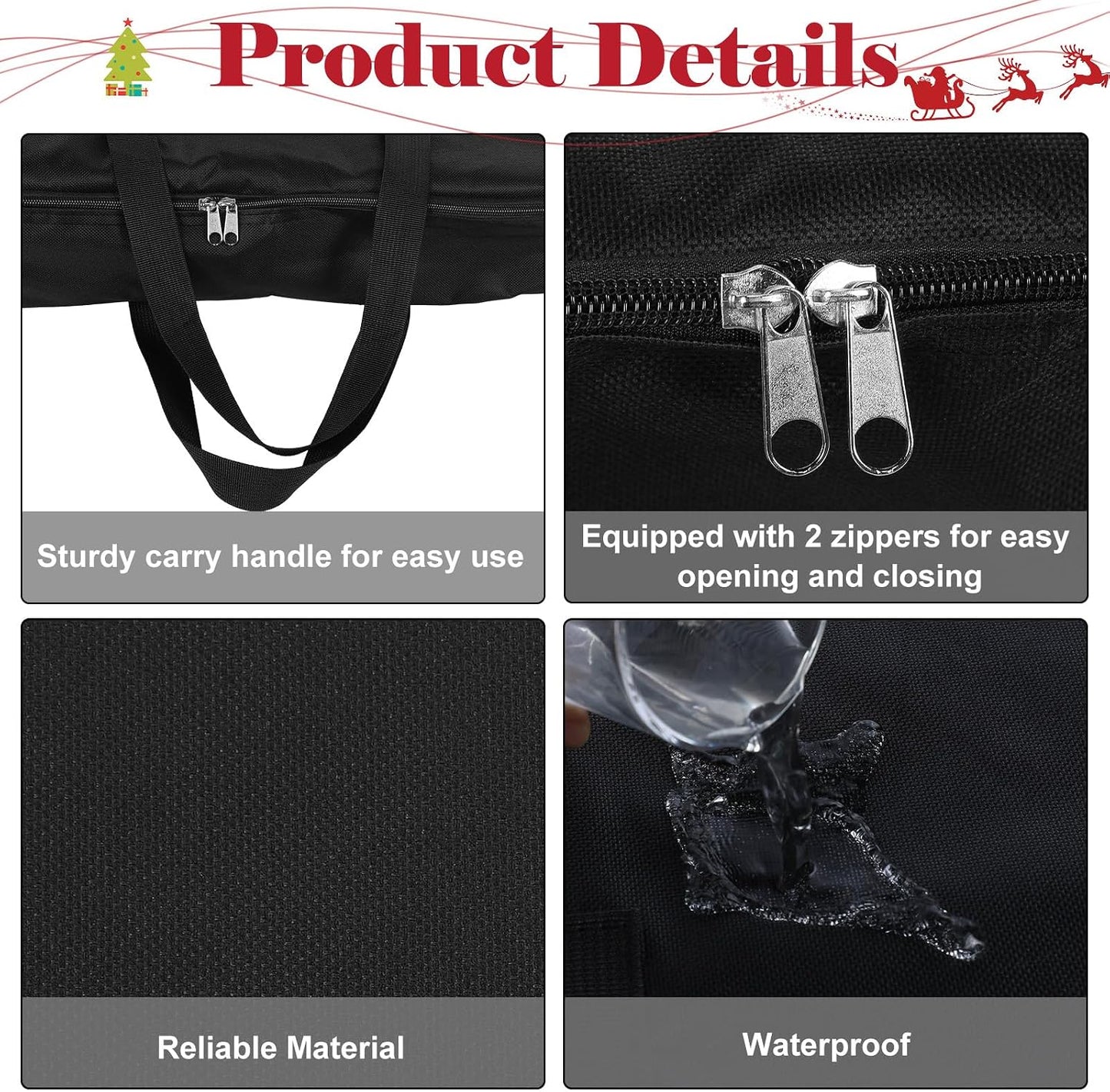 Bolsa almacenamiento árbol Navidad poliéster con cremalleras
