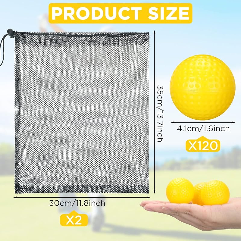 120 Pelotas Golf Plástico Huecas 2 Bolsas Malla Almacenamiento
