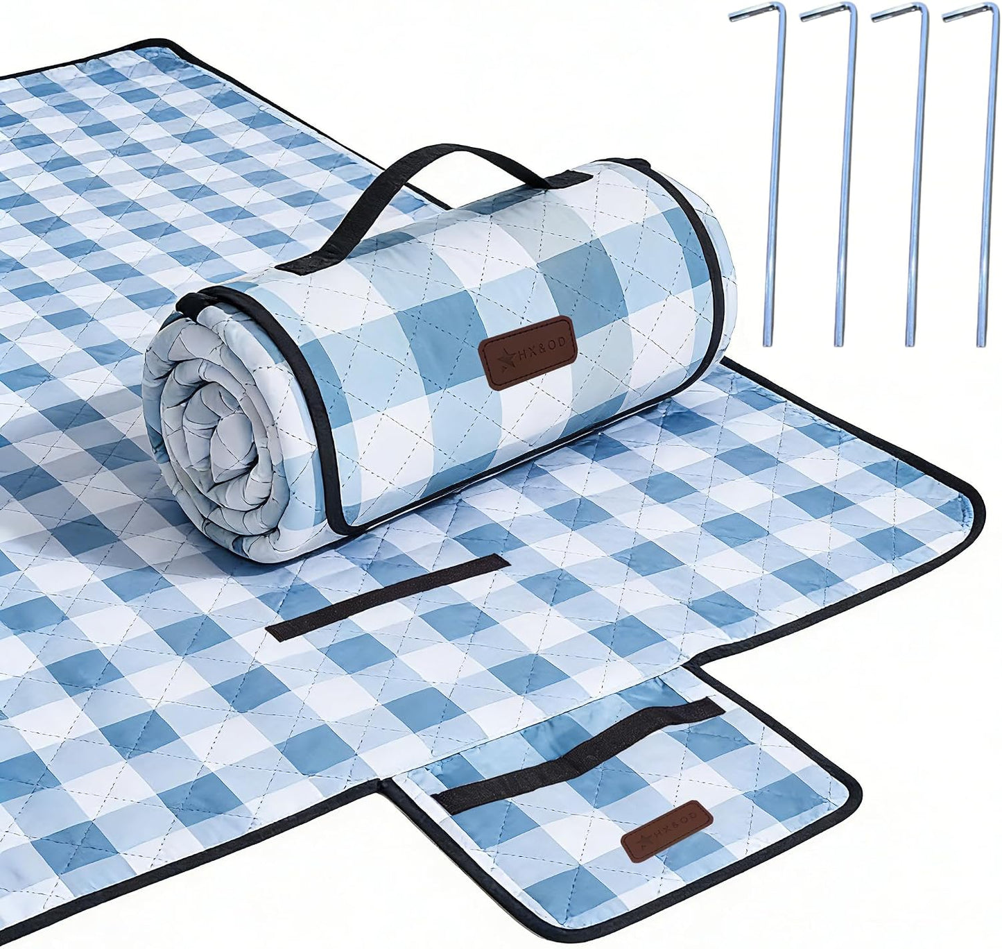 Manta Picnic Gingham 80x80pulg Impermeable Plegable