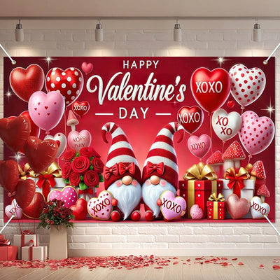 Cartel San Valentín globo corazón telón amor 71x43pulg poliéster