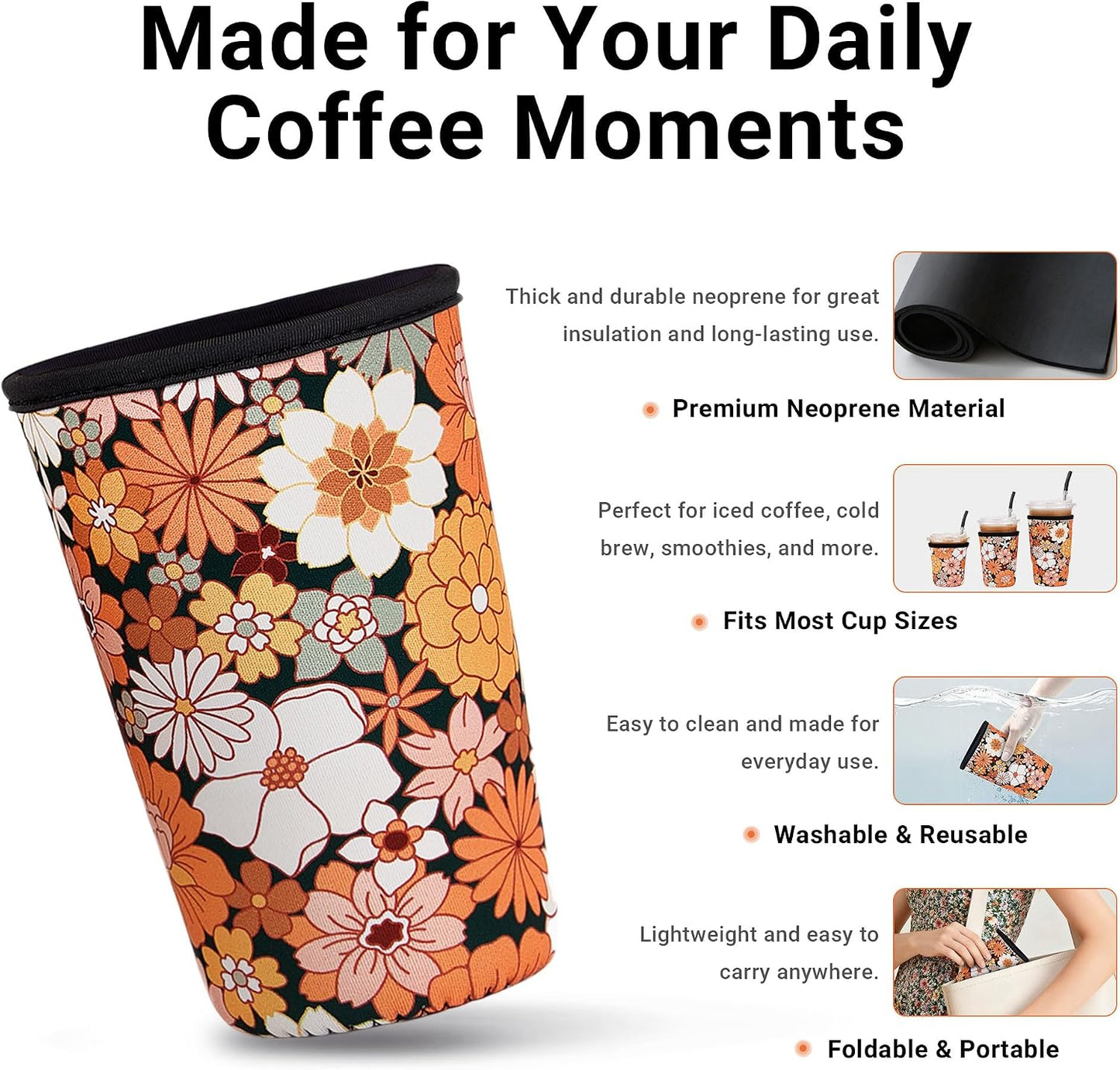 Fundas neopreno reutiliz. para café 16-32oz