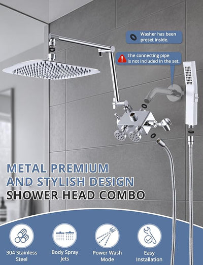 Cabezal ducha lluvia metal 12" modo eléctrico