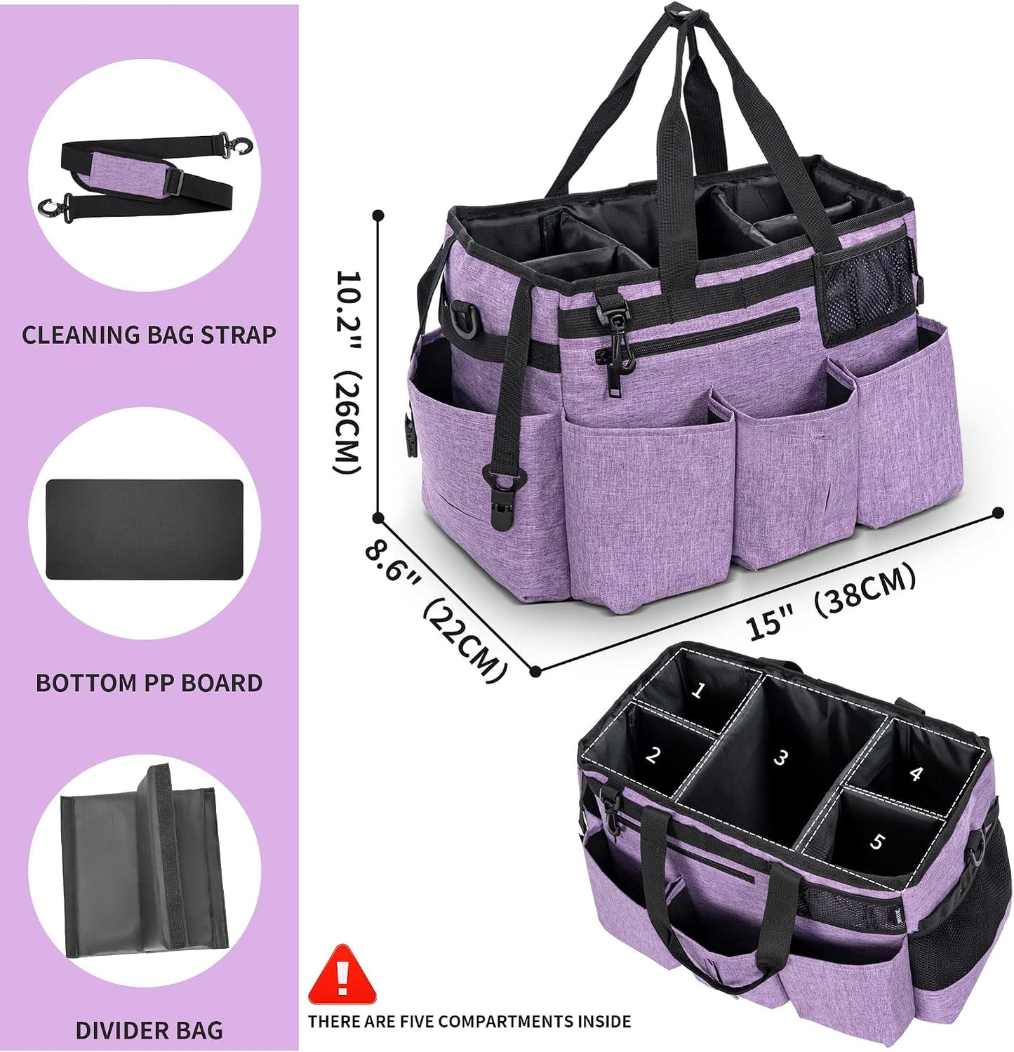 Bolsa limpieza portátil organizadora gran capacidad morado