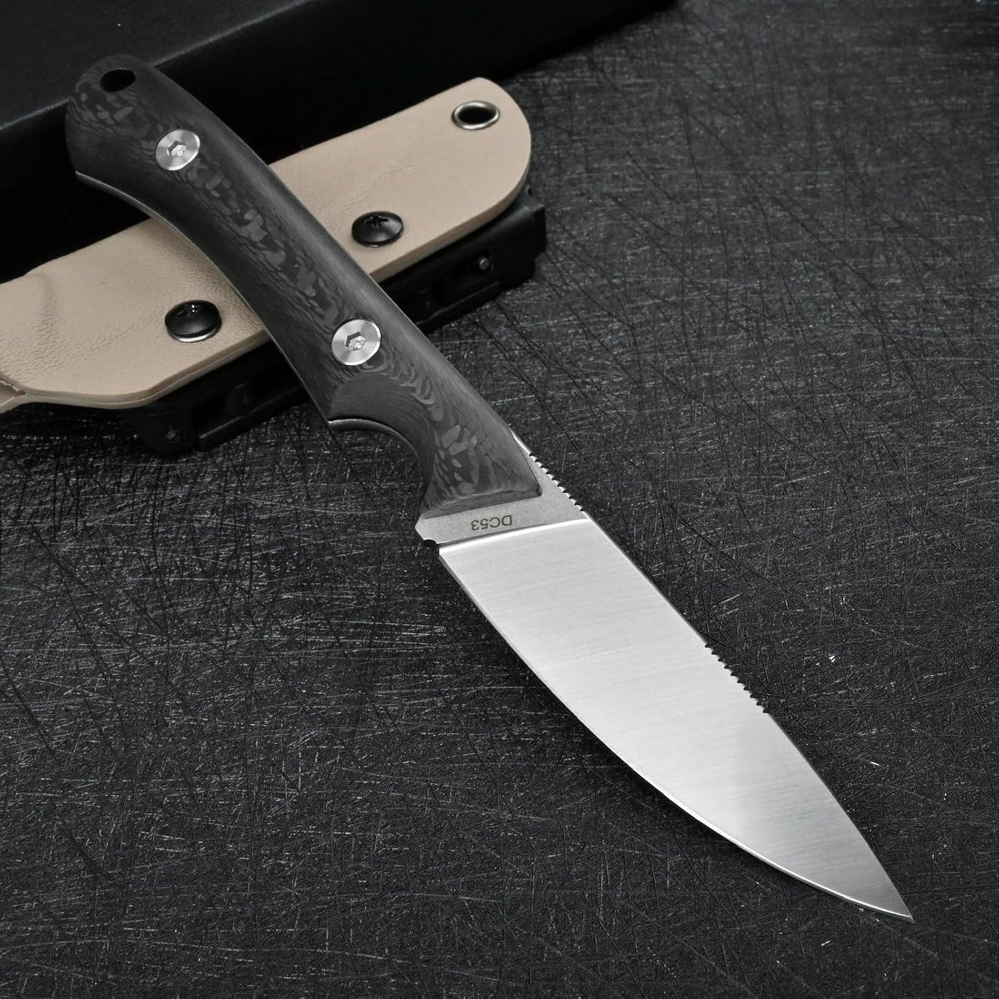 Cuchillos DC53 acero táctico hoja fija funda kydex EDC camping