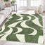 Alfombra abstracta 5x7ft suave antiderrap verde