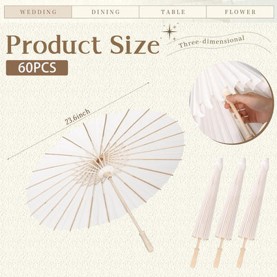 Paraguas papel blanco parasol 23.6pulg estilo chino vintage