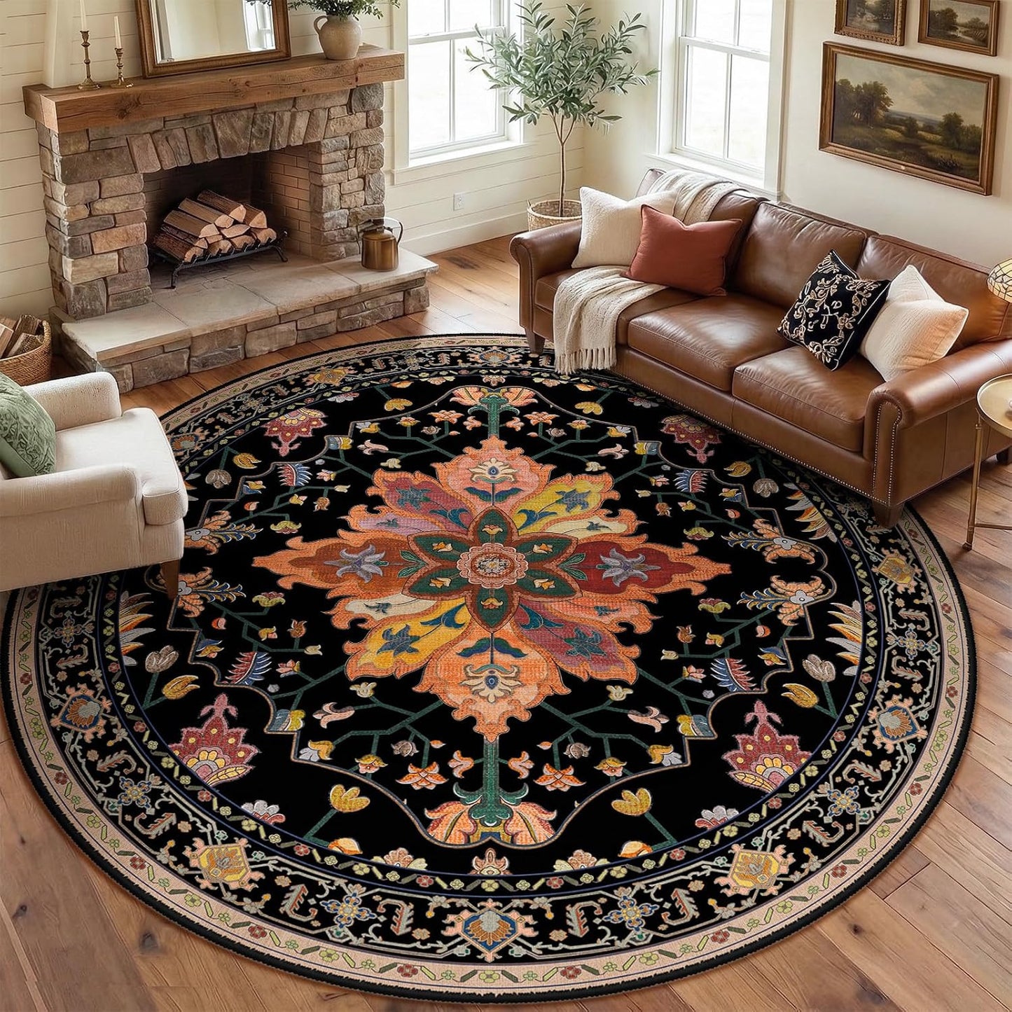 Alfombra 8ft antiderrap patrón floral sala