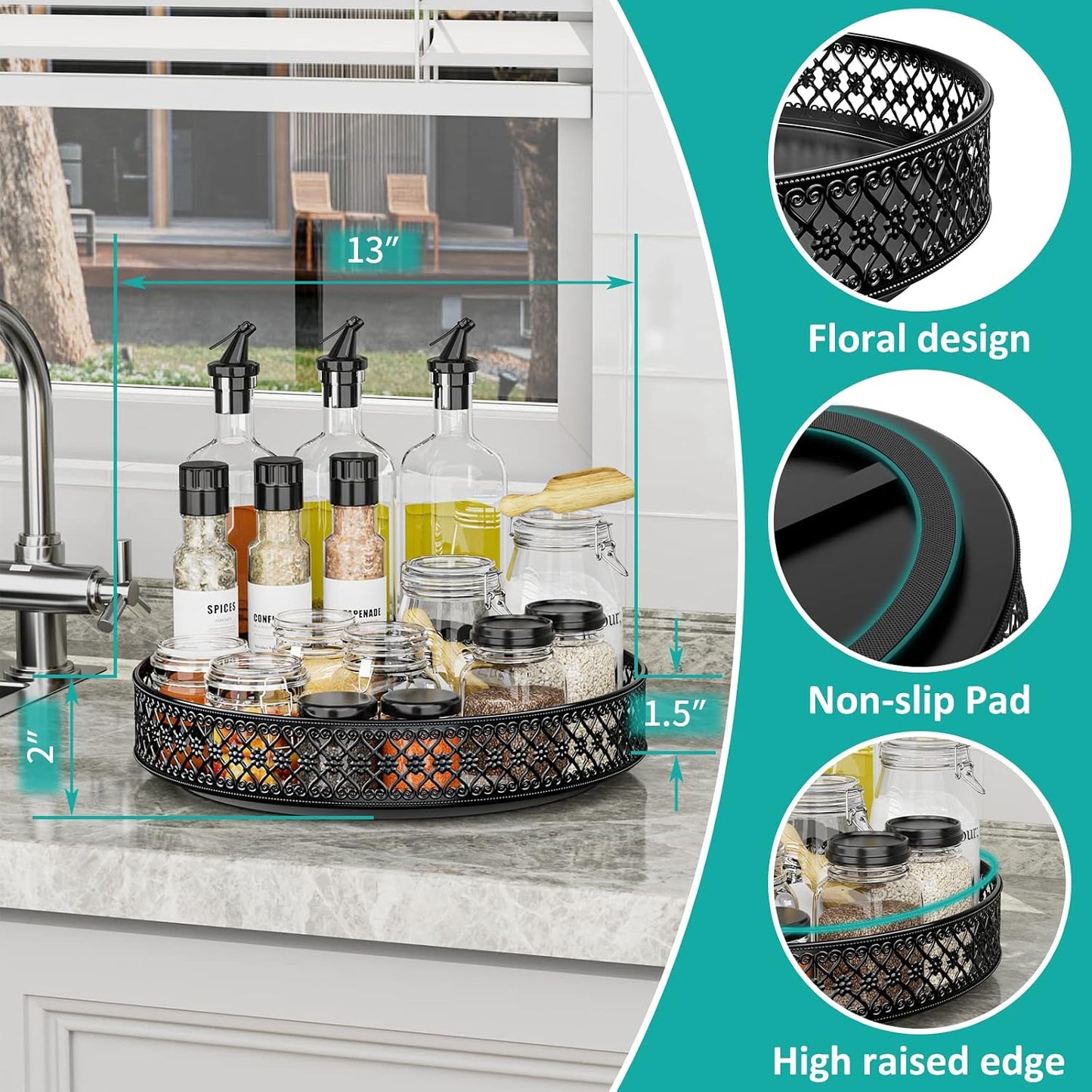 Estante Giratorio Metal 11" para Especias Cocina