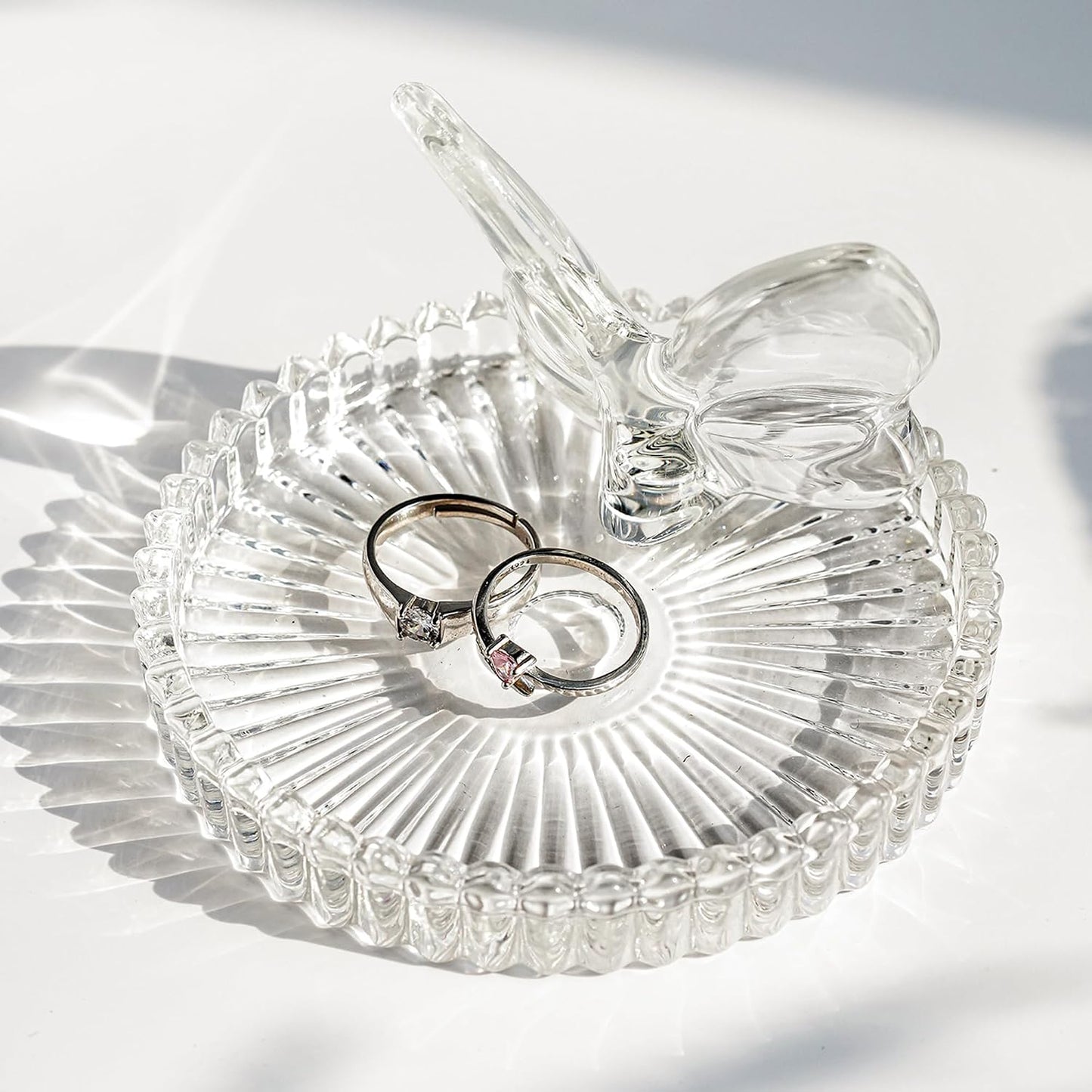 Soporte anillos mariposa 4pulg vidrio regalo bodas
