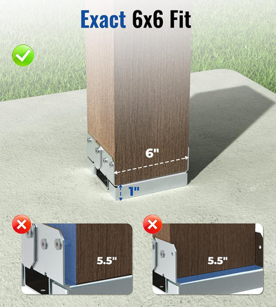 10 Bases Poste 6x6pulg Acero Galvanizado Soporte Cubierta