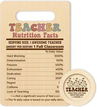 Tabla cortar nutrición con posavasos regalo profesores