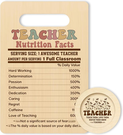 Tabla cortar nutrición con posavasos regalo profesores