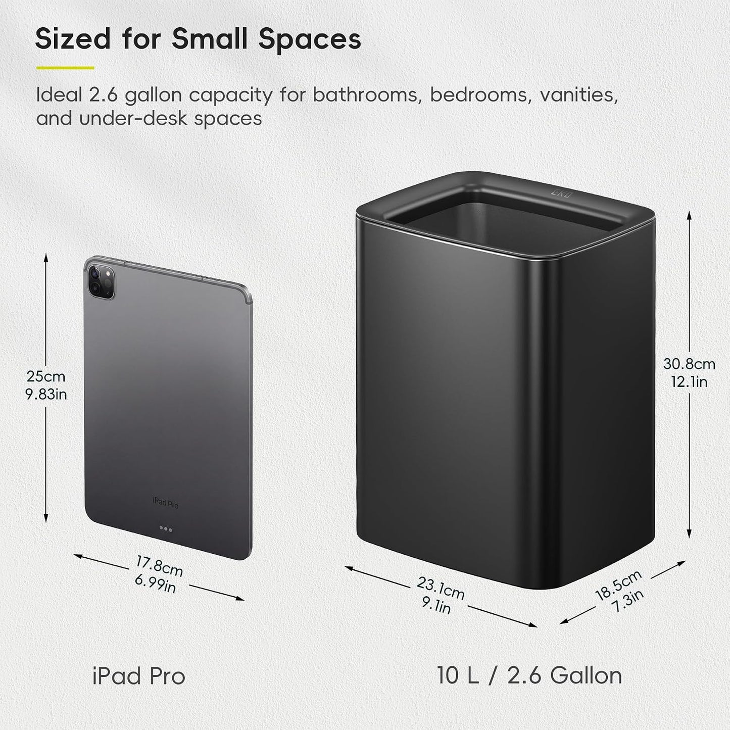 Cubo basura acero inox negro mate 10L con cesta