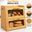 Caja pan bambú encimera cocina doble capa duradera