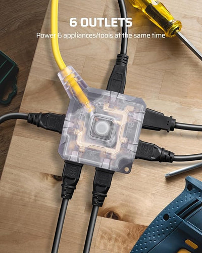 Cable extensión exterior 25ft 6 Tomas con interruptor