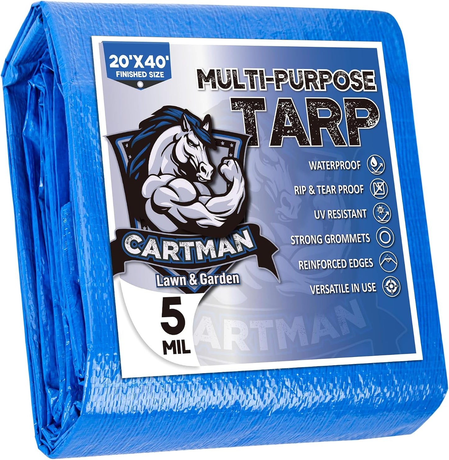 Cubierta protectora lona polietileno azul 20x40pies 5mil