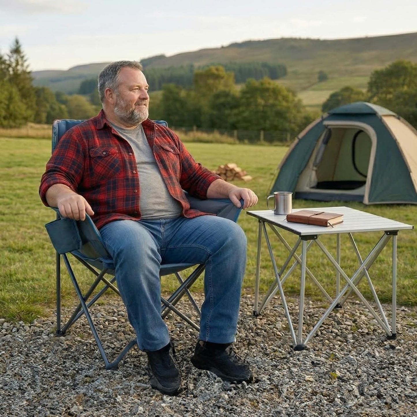 Silla camping plegable 350lb ergonómica para adultos