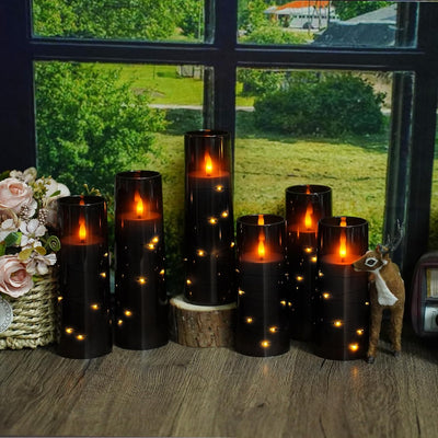Velas LED sin llama con cadena estrellas 7 Pzas negro