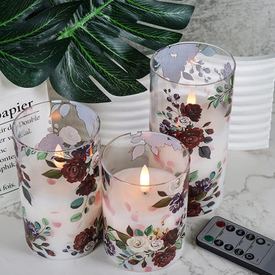 Velas LED 3D rosa con control remoto y temporizador