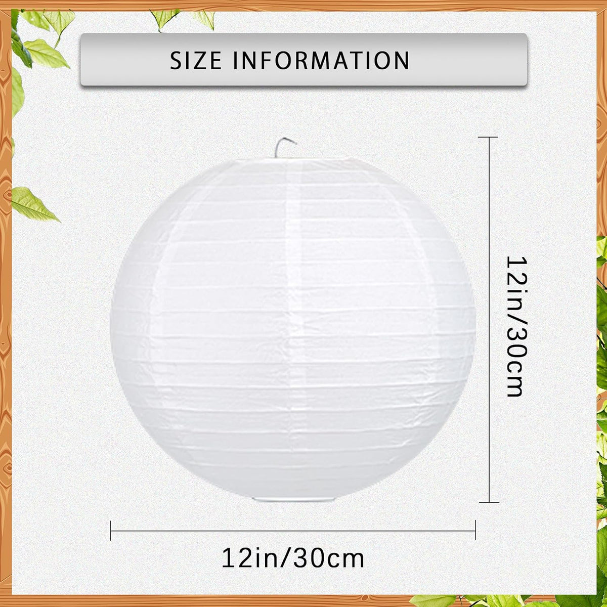 30 Linternas papel blanco 12pulg redondas colgantes
