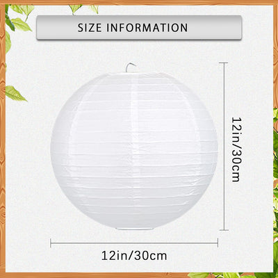 30 Linternas papel blanco 12pulg redondas colgantes