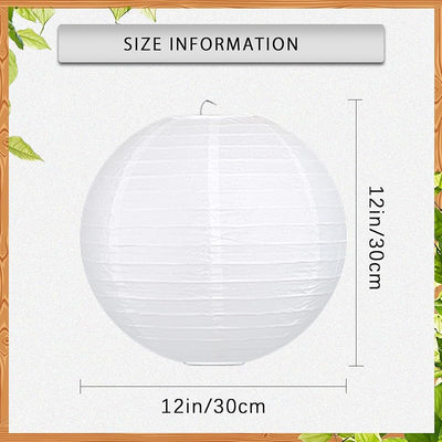 30 Linternas papel blanco 12pulg redondas colgantes