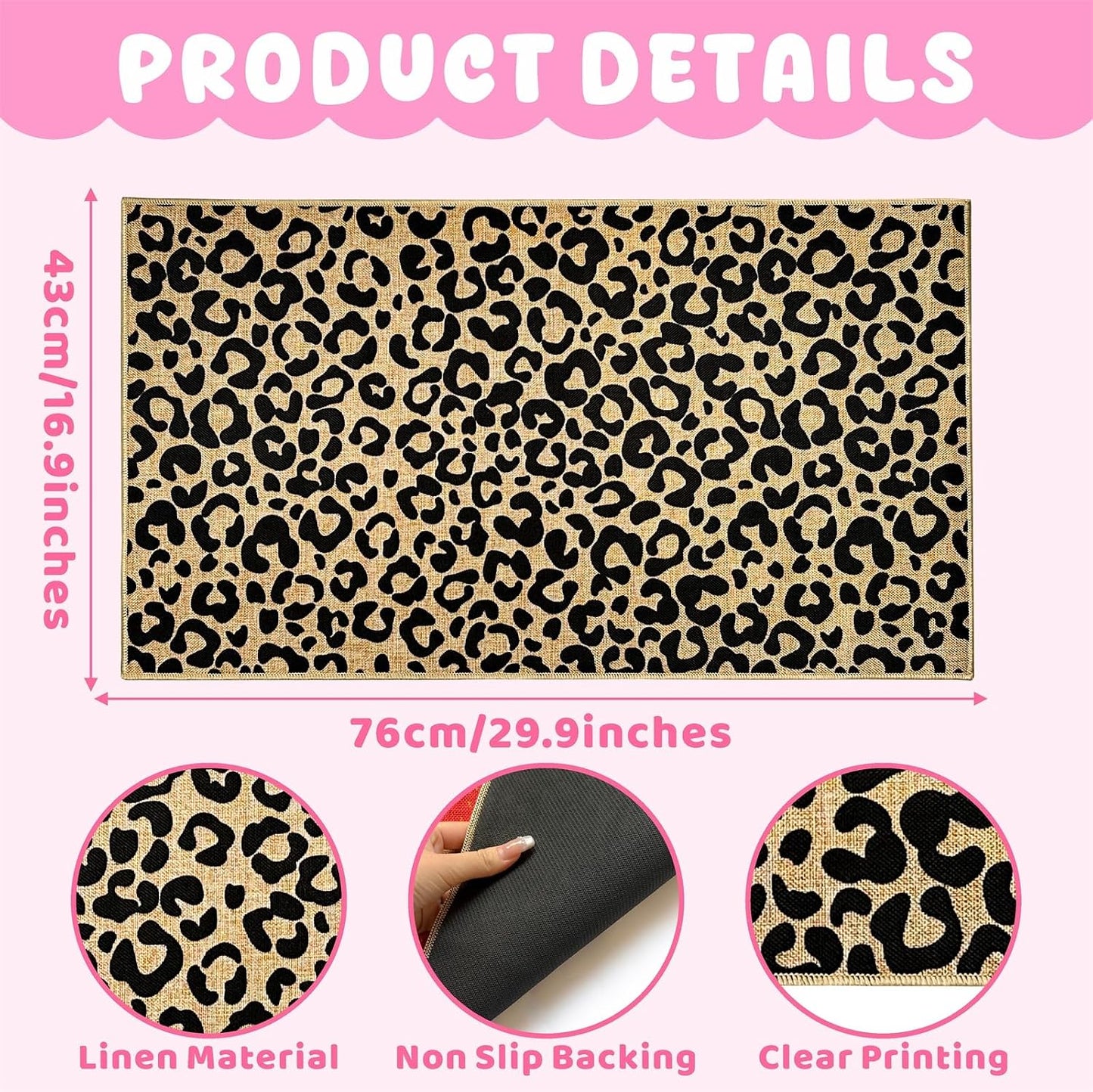 Tapete estampado leopardo antiderrap para entrada y pasillo