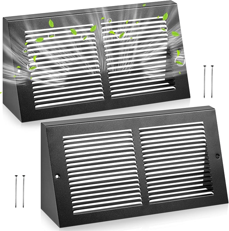 2 Rejillas Aire Triangulares 12x6" Cubierta Acero Negro