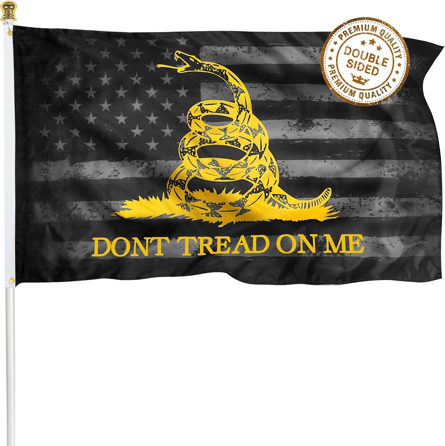 Bandera Gadsden 3x5pies poliéster 3capas doble cara