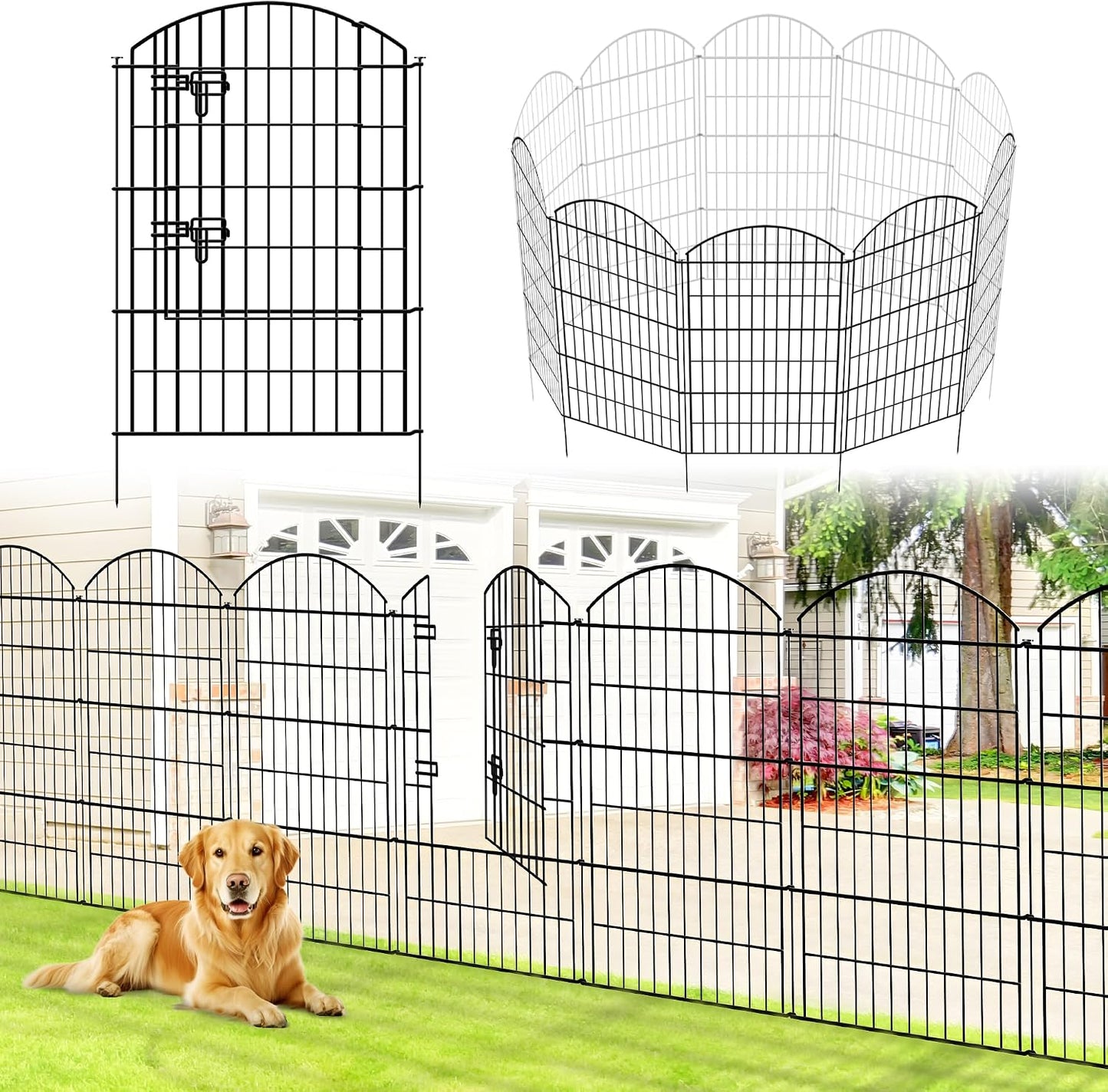 Valla jardín metal 40x28" 5 paneles 11.6pies