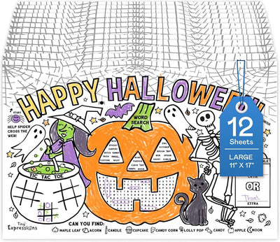 Manteles Halloween para niños paquete 12 manteles calabaza