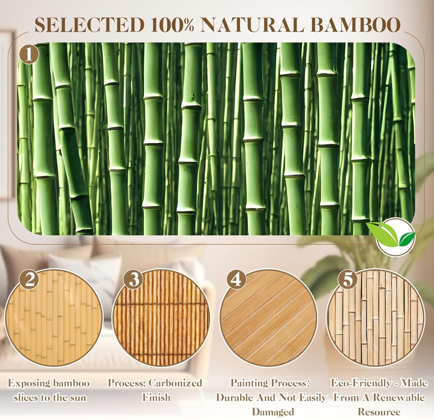 2 Pzas Panel Bambú Natural 48x96pulg Divisor Habitación