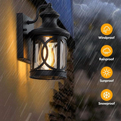 2 Luces pared exterior negro mate pantalla vidrio