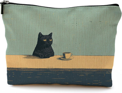 Bolsa maquillaje vintage con cremallera café negro