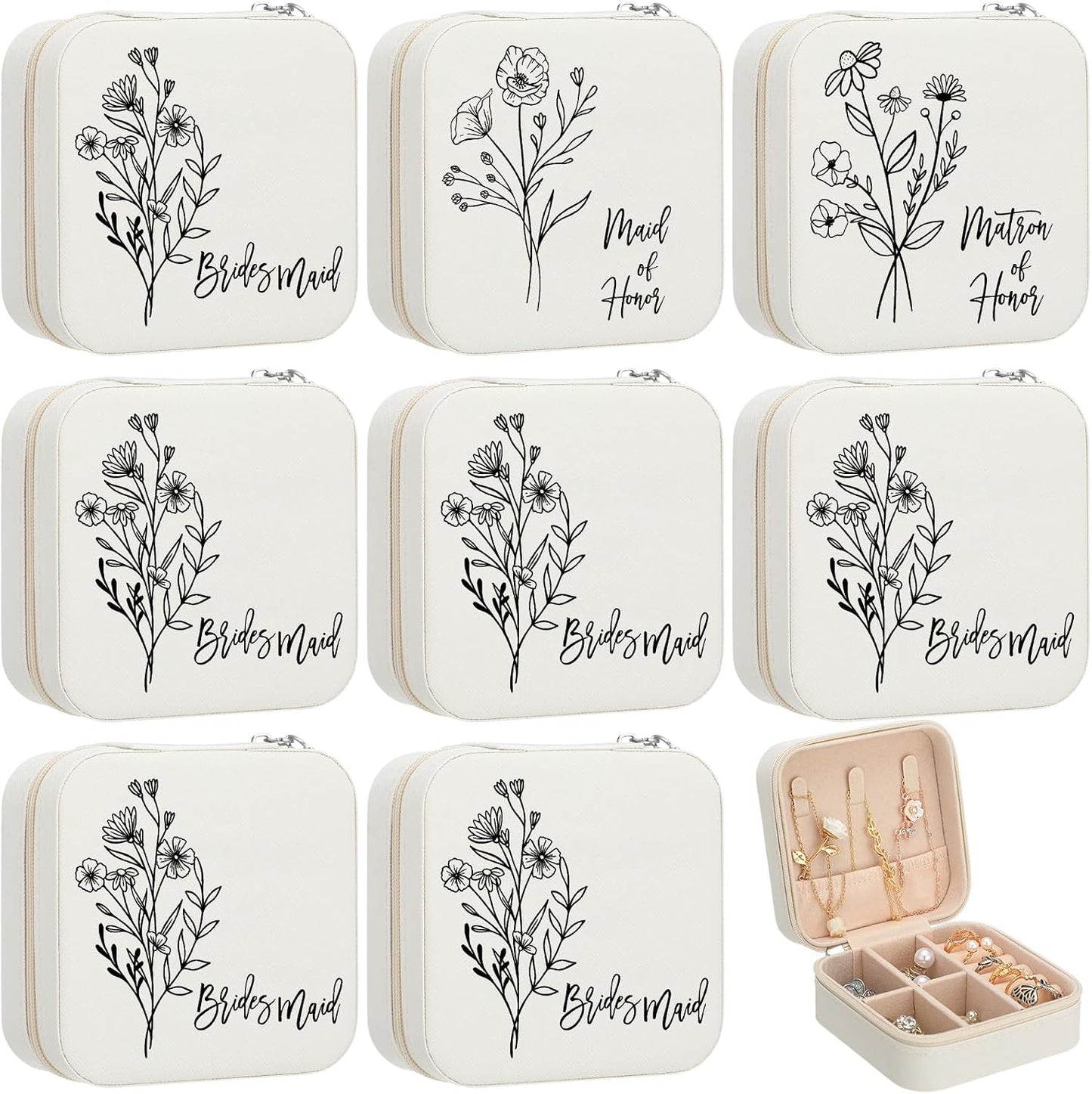 8 Cajas Regalo Joyería Dama Honor Flores Silvestres