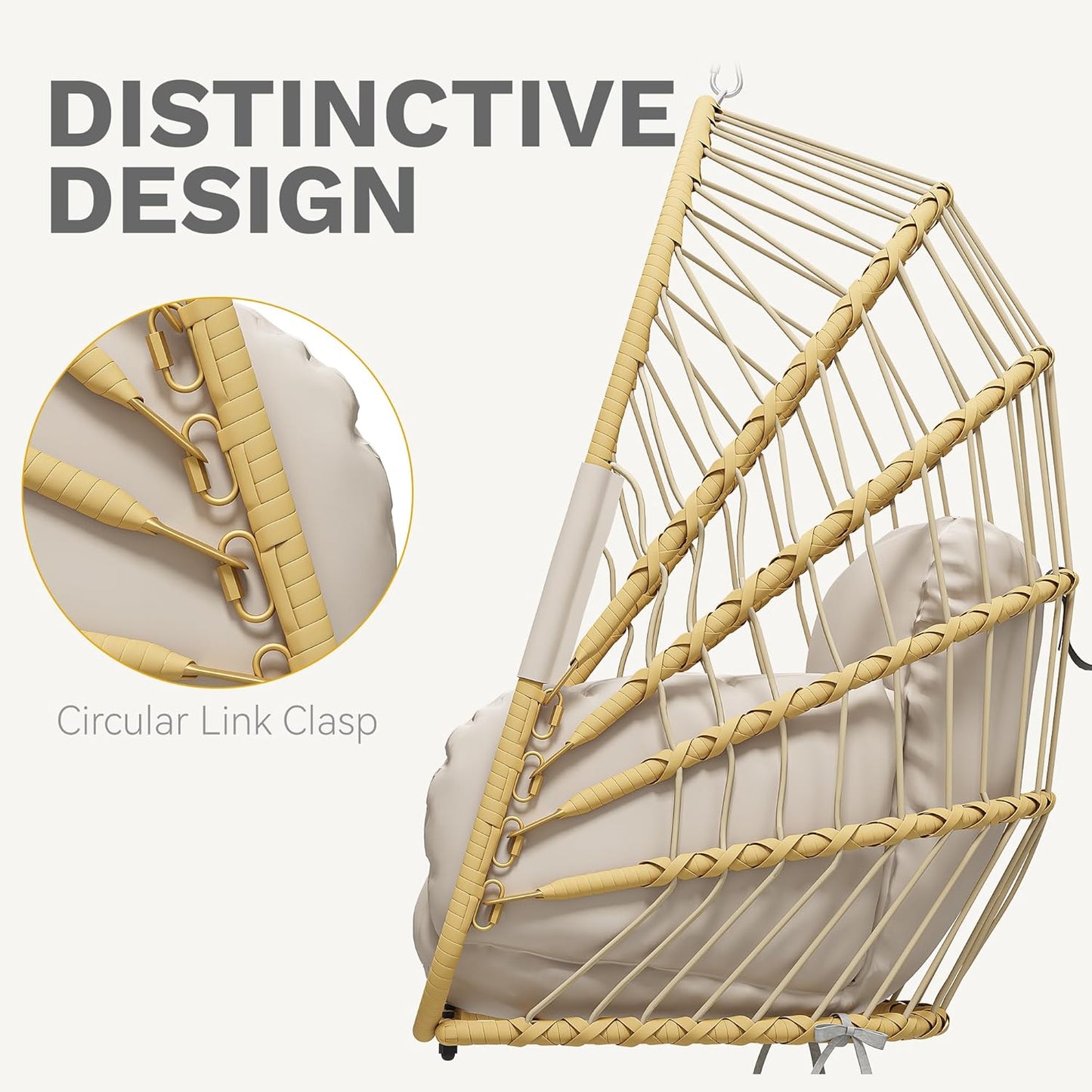 Silla columpio mimbre 300lb plegable con cojines