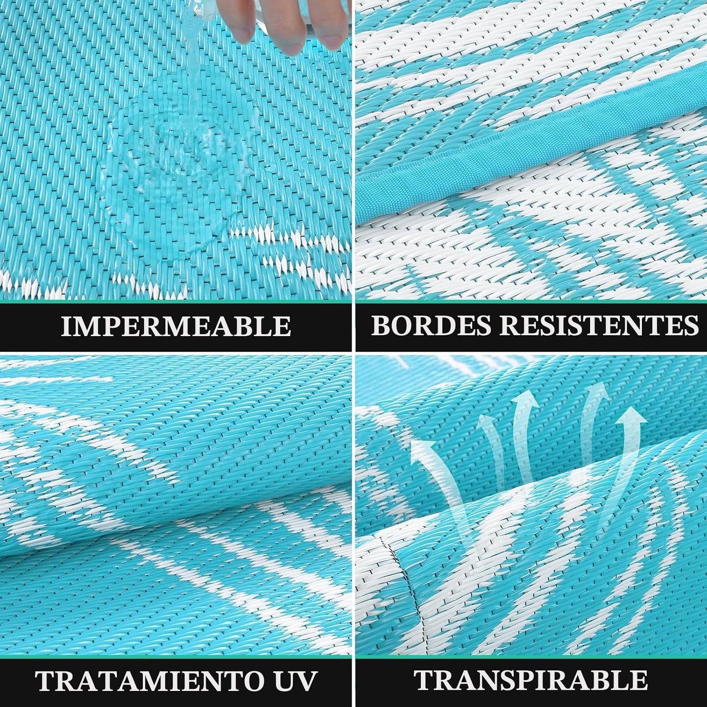 Alfombra impermeable reversible paja plástica para terraza