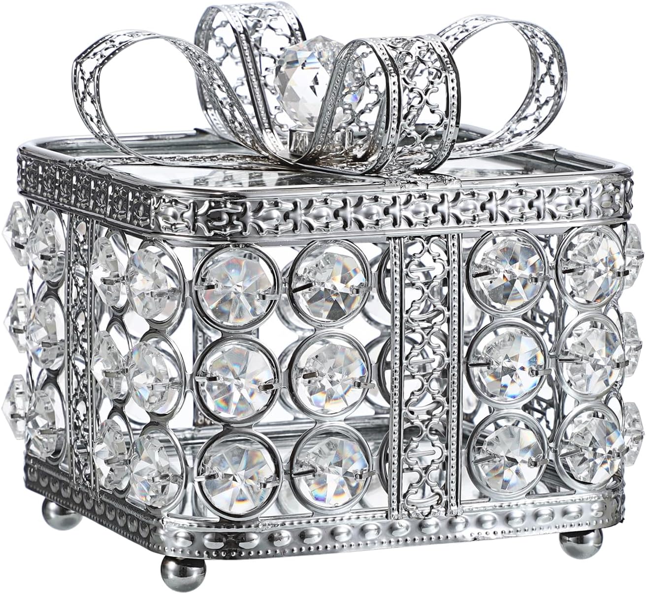 Caja joyero cristal con espejo y soporte anillos