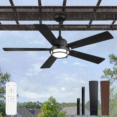 Ventilador techo exterior 52pulg con luces 3CCT 6 vel IP65