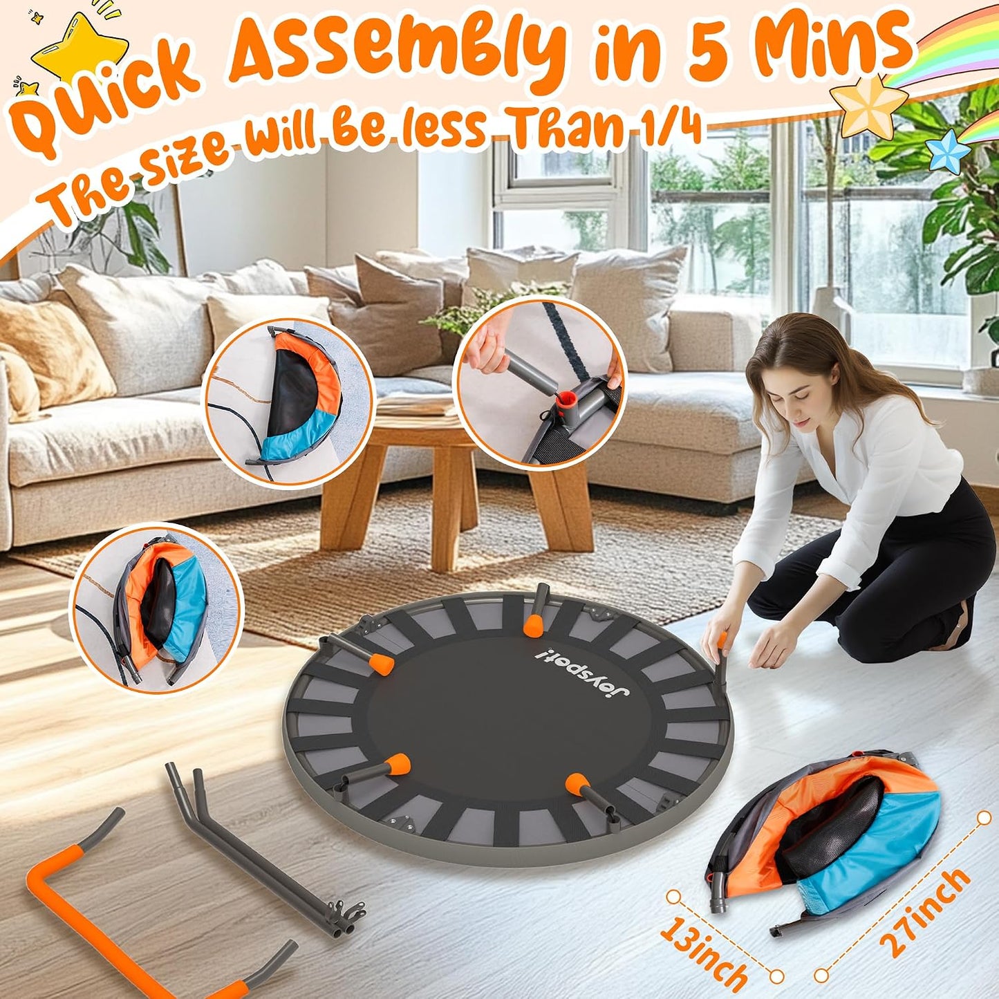 Trampolín plegable para niños 3-6 años 3ft certificado ASTM