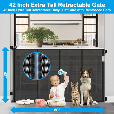 Puerta retráctil perro reforzada 42x80 pulg para bebé