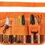 Cinturón herramientas jardinería lona 7 bolsillos naranja